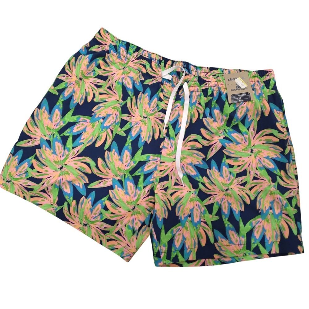 Chubbies Mens Swim Trunks XXL 5.5 In Inseam Navy Floral Tropical Mesh Liner NWT